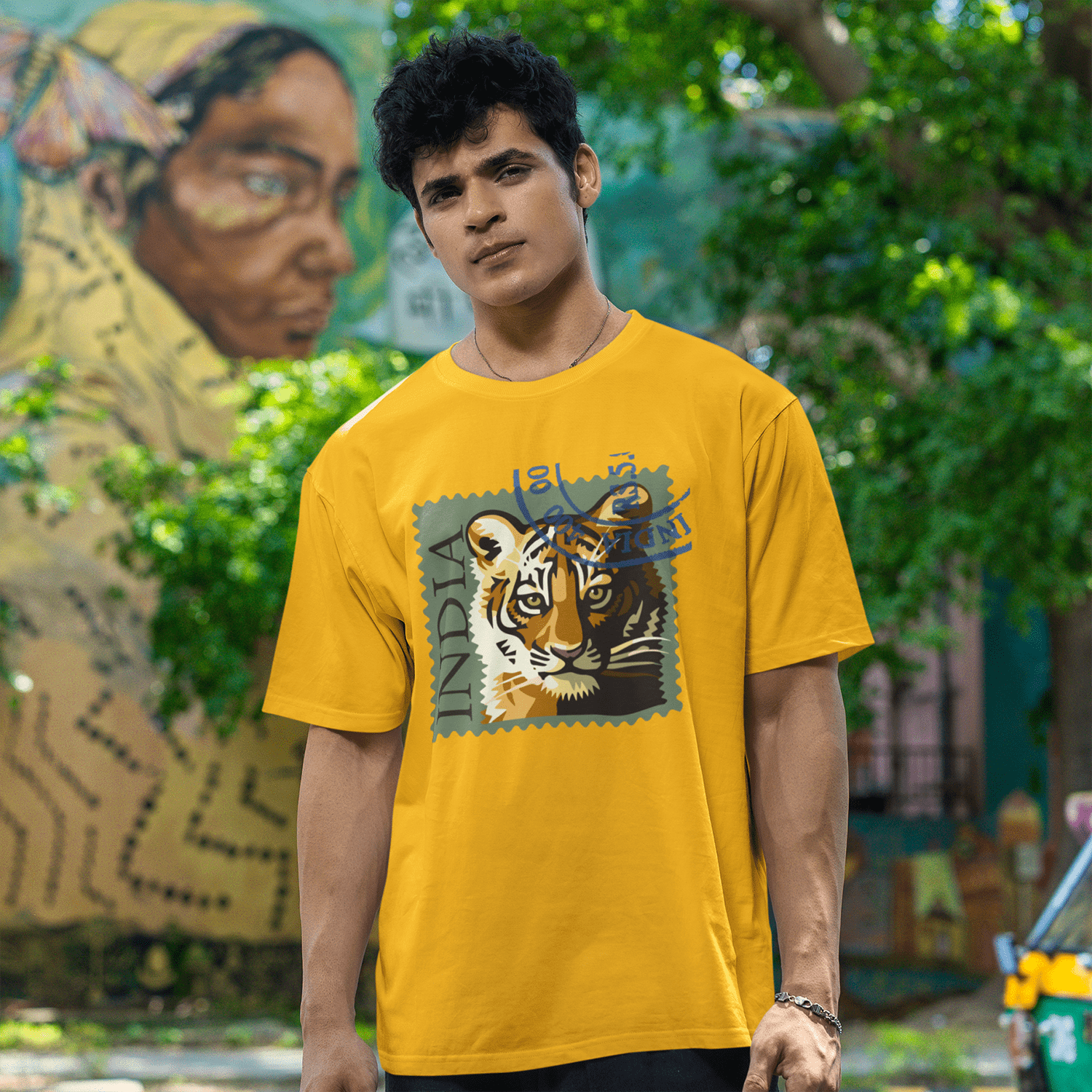 Tiger India Men's Round Neck Printed T-Shirt - Shipping Globally