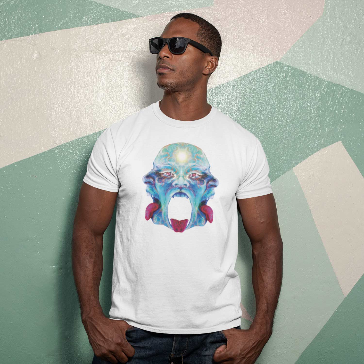 Tantra Tri Head 100% Cotton Round Neck Graphic Printed T-Shirt - Shipping Globally!