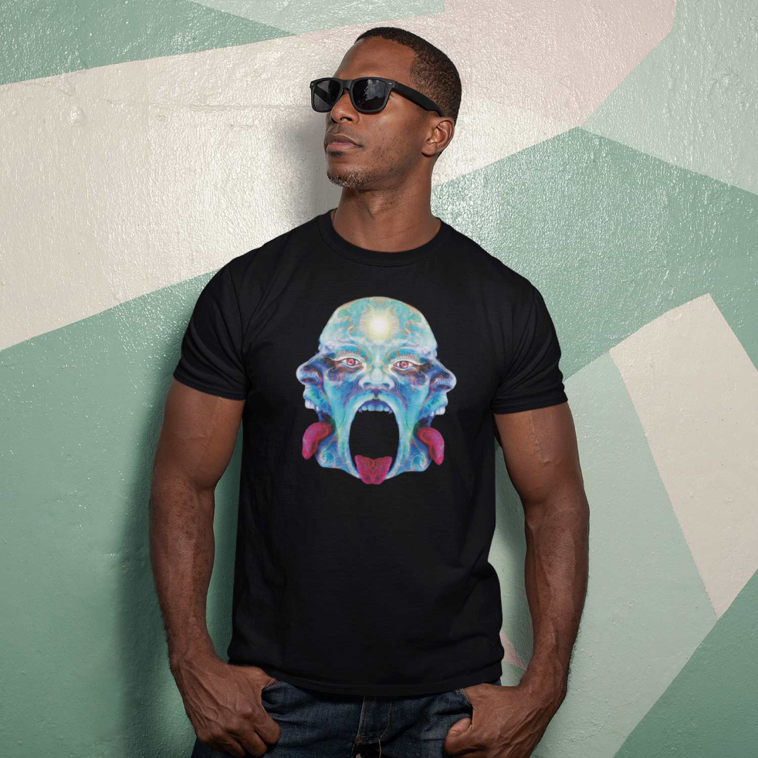 Tantra Tri Head 100% Cotton Round Neck Graphic Printed T-Shirt - Shipping Globally!