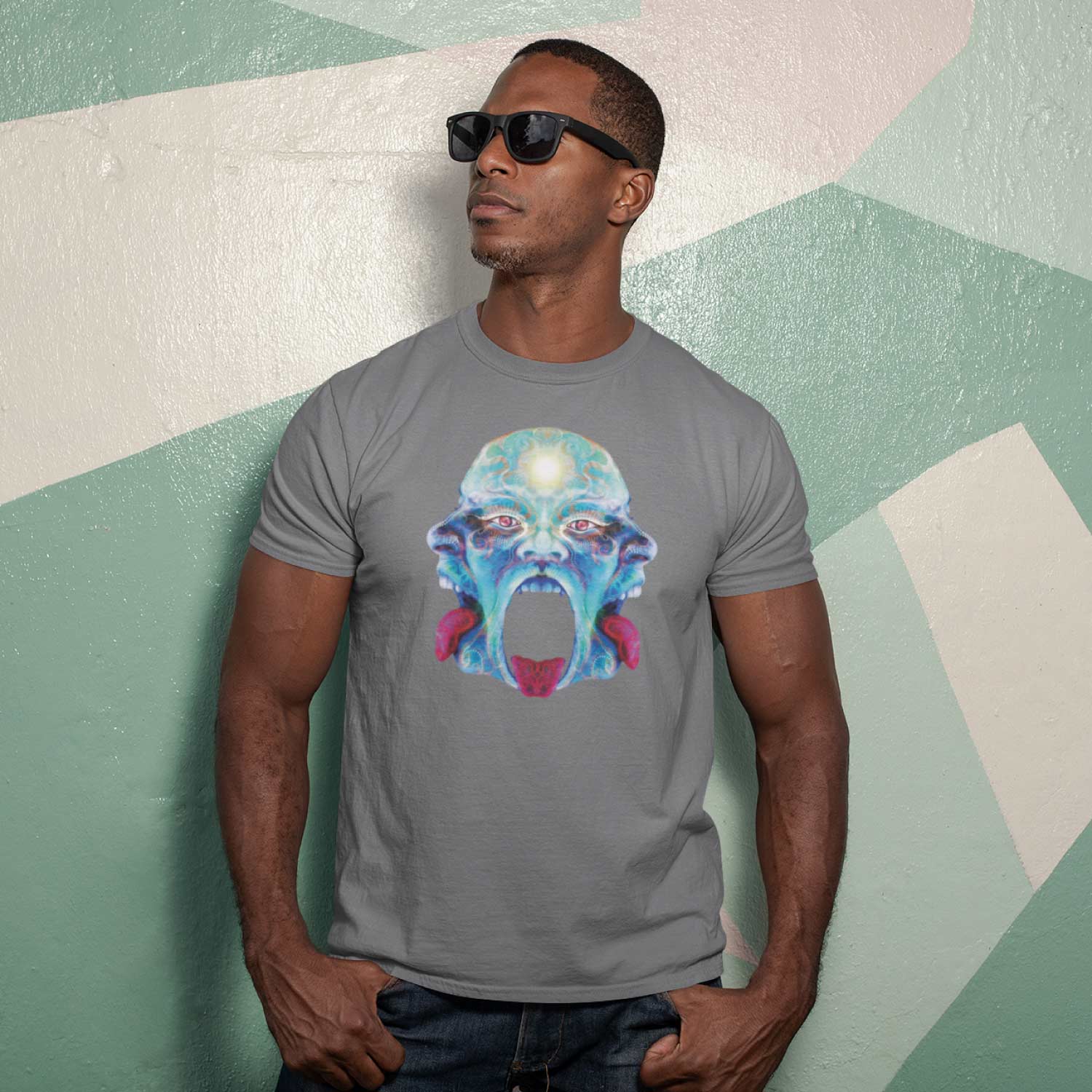 Tantra Tri Head 100% Cotton Round Neck Graphic Printed T-Shirt - Shipping Globally!