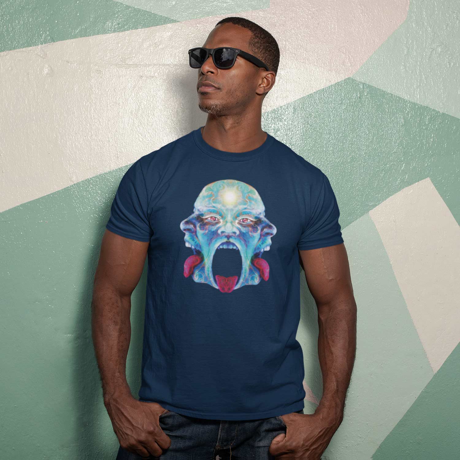 Tantra Tri Head 100% Cotton Round Neck Graphic Printed T-Shirt - Shipping Globally!