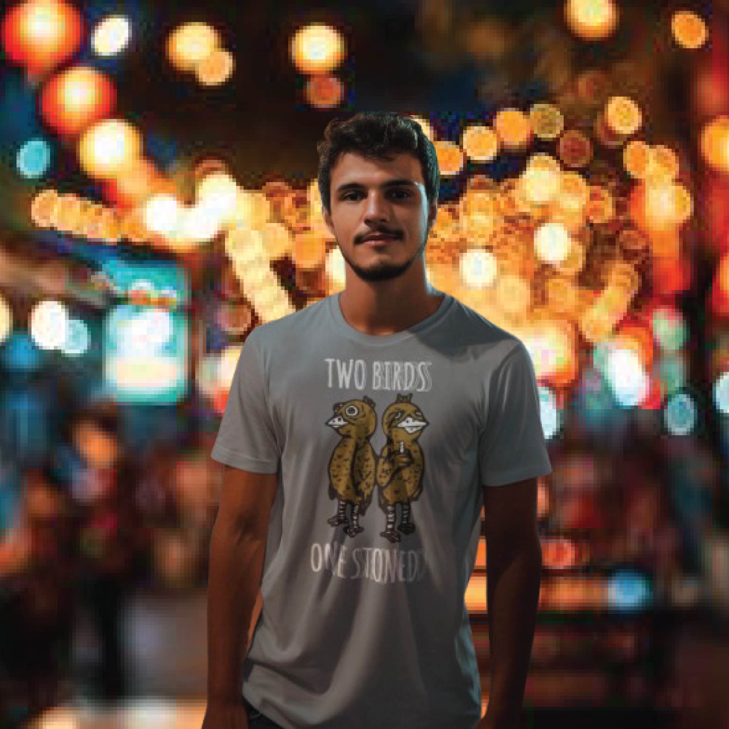 Tantra Two Birds 100% Cotton Round Neck Printed Tshirt - Shipping Globally!