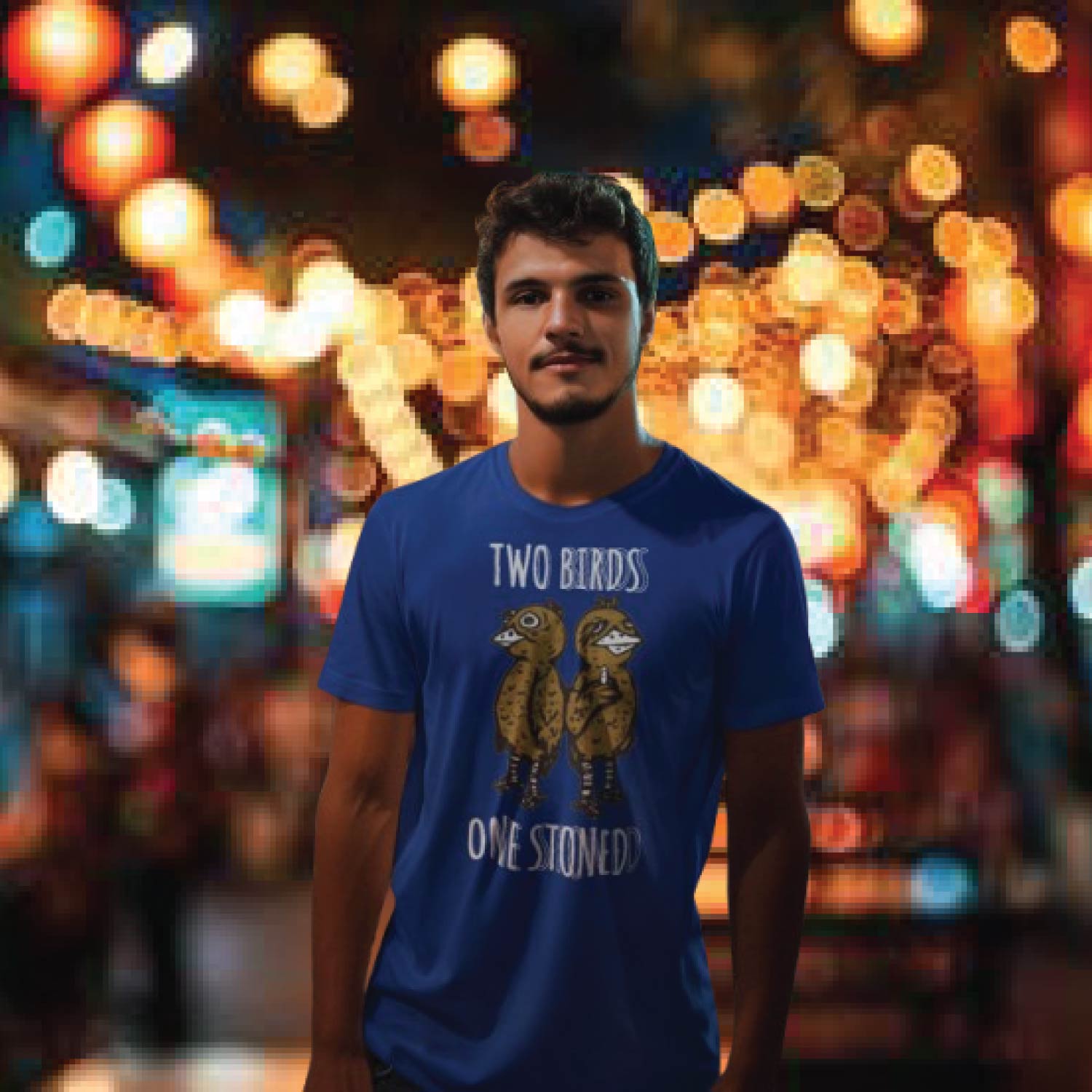 Tantra Two Birds 100% Cotton Round Neck Printed Tshirt - Shipping Globally!
