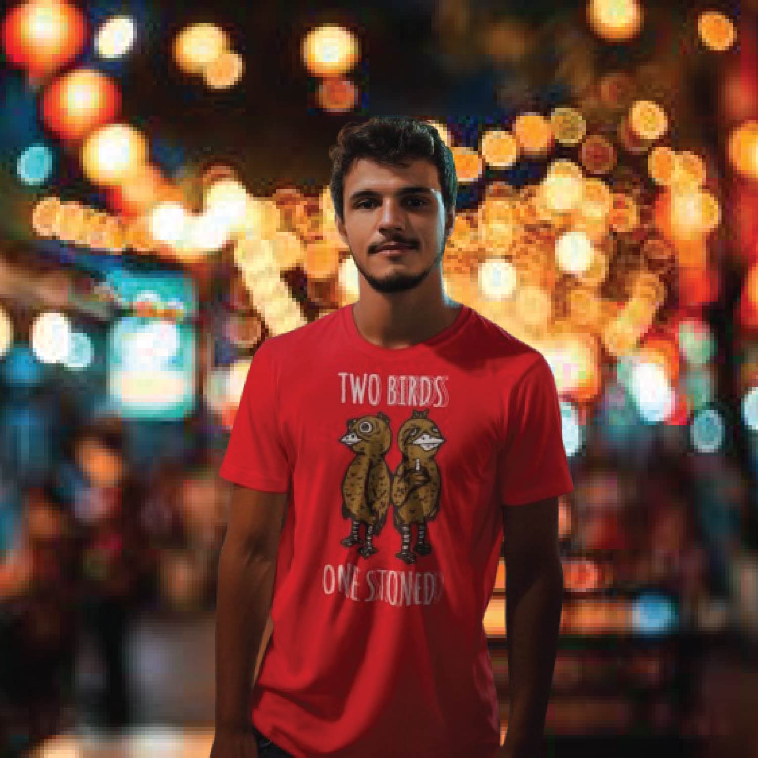 Tantra Two Birds 100% Cotton Round Neck Printed Tshirt - Shipping Globally!