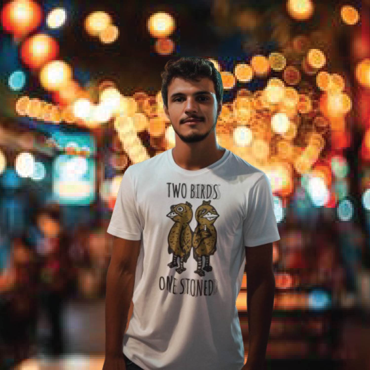 Tantra Two Birds 100% Cotton Round Neck Printed Tshirt - Shipping Globally!