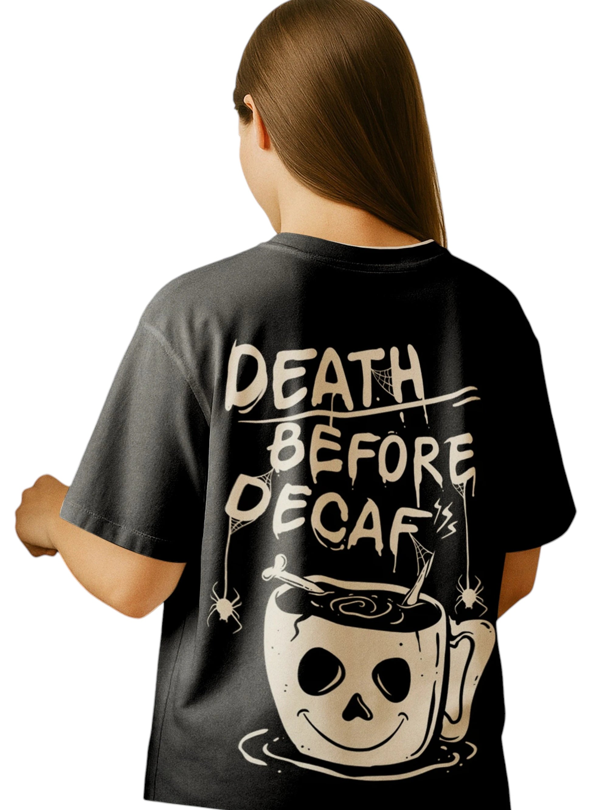 Before Decaf Oversize Back Print Tantra Original Brand Since 1997 Unisex Cotton T-Shirt